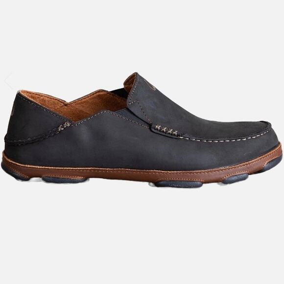 OluKai Moloa Slip On Loafer Black Leather Grip Sole Shoe main image 13